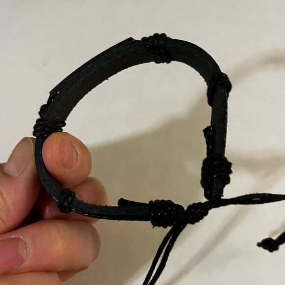 Metal Alloy Cowhide Cross Leather Adjustable Woven Bracelet Jewelry - Picture 6 of 10